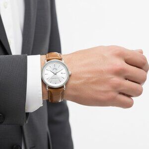 NWT Authentic Porsamo Bleu Veritas 2 Quartz Silver Dial Men's Watch